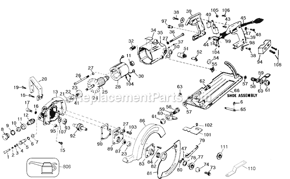 Page A Diagram and Parts List for 2701 Type 1 Black and Decker Circular Saw